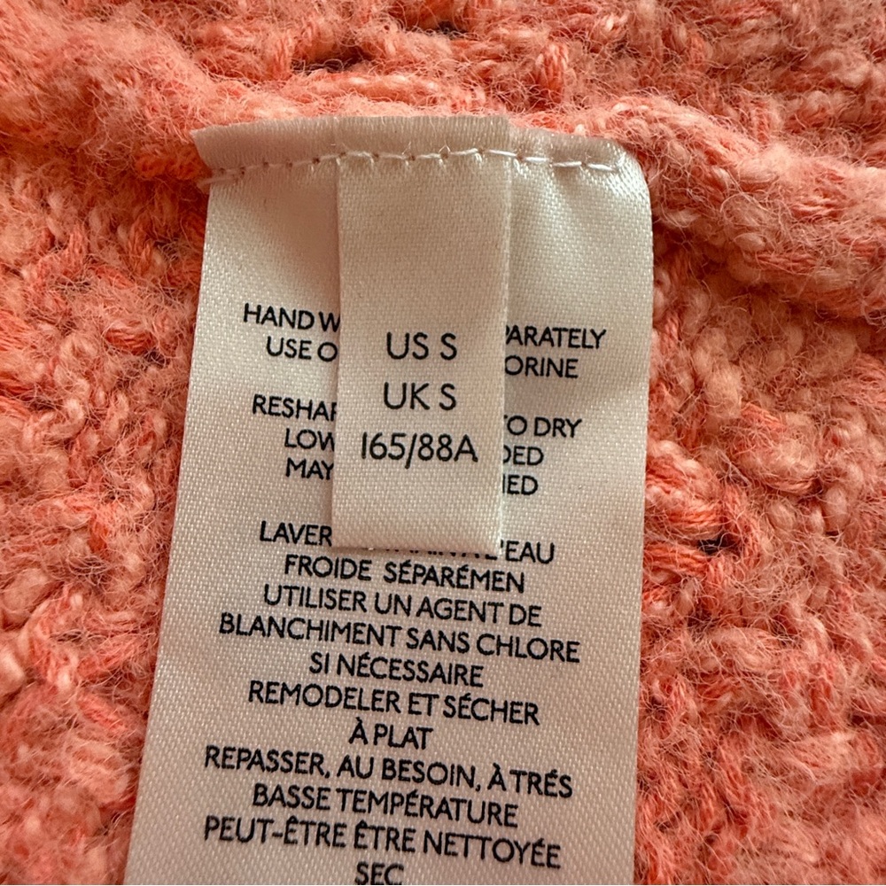 Free People | Textured Knit Open Front Cardigan, "Pinched Cheeks Combo" Coral - Picture 10 of 10